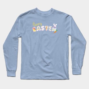 Happy Easter Colorful Easter Eggs Typography Long Sleeve T-Shirt